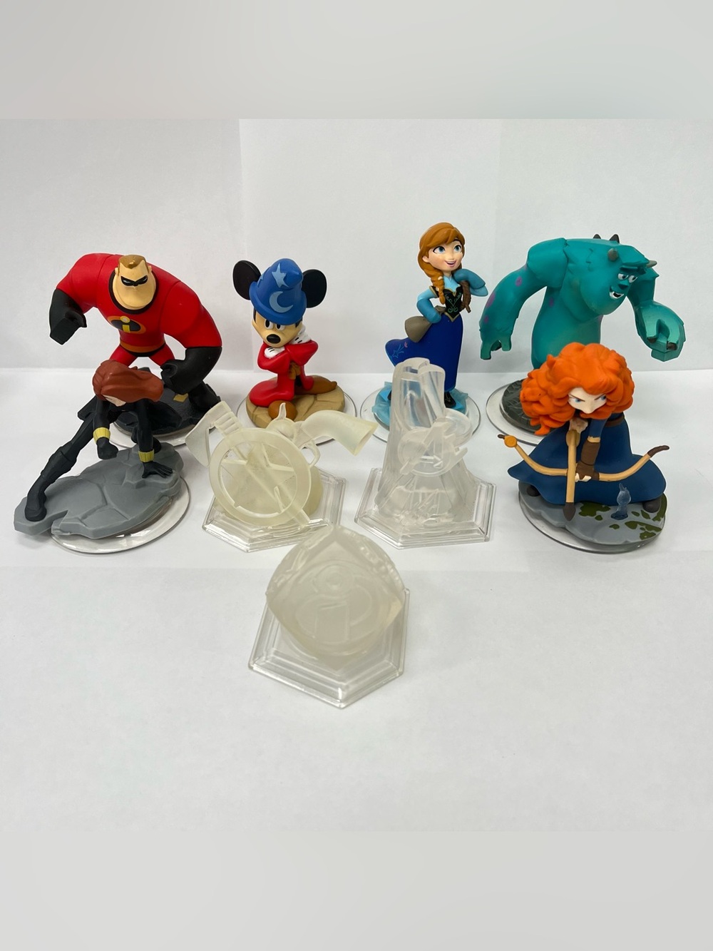 Disney Infinity 1.0 / 2.0 Lot Of 9: 6 Figures, 3 Crystal Playset - Sulley - Anna